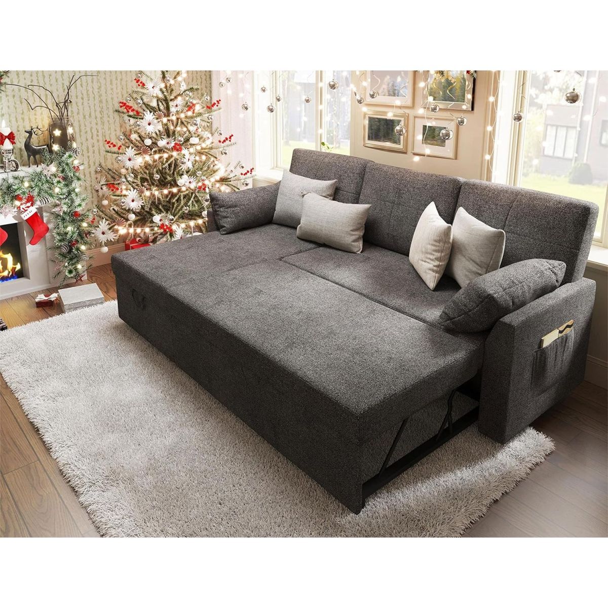 VanAcc 2-in-1 Sleeper Sofa Bed with Storage Chaise